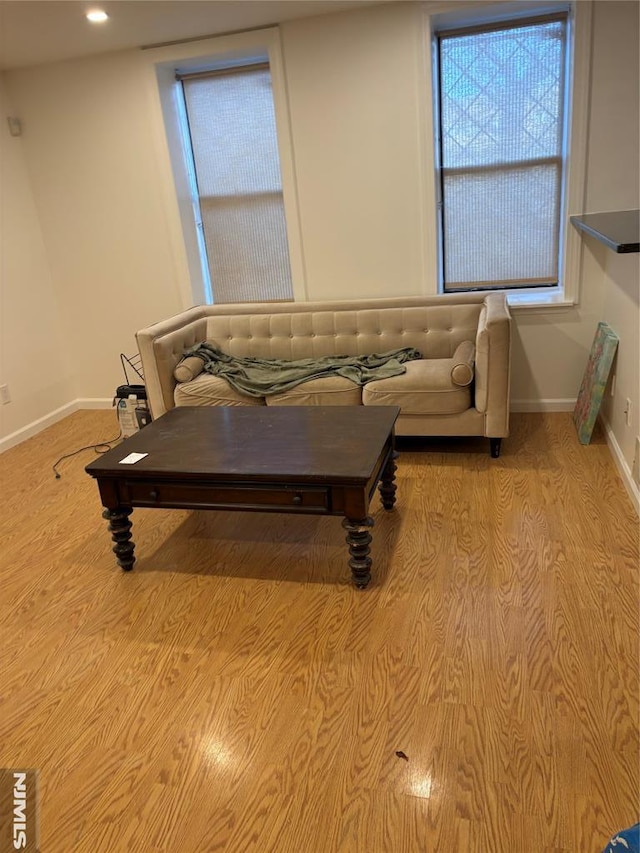 unfurnished living room with light wood-type flooring