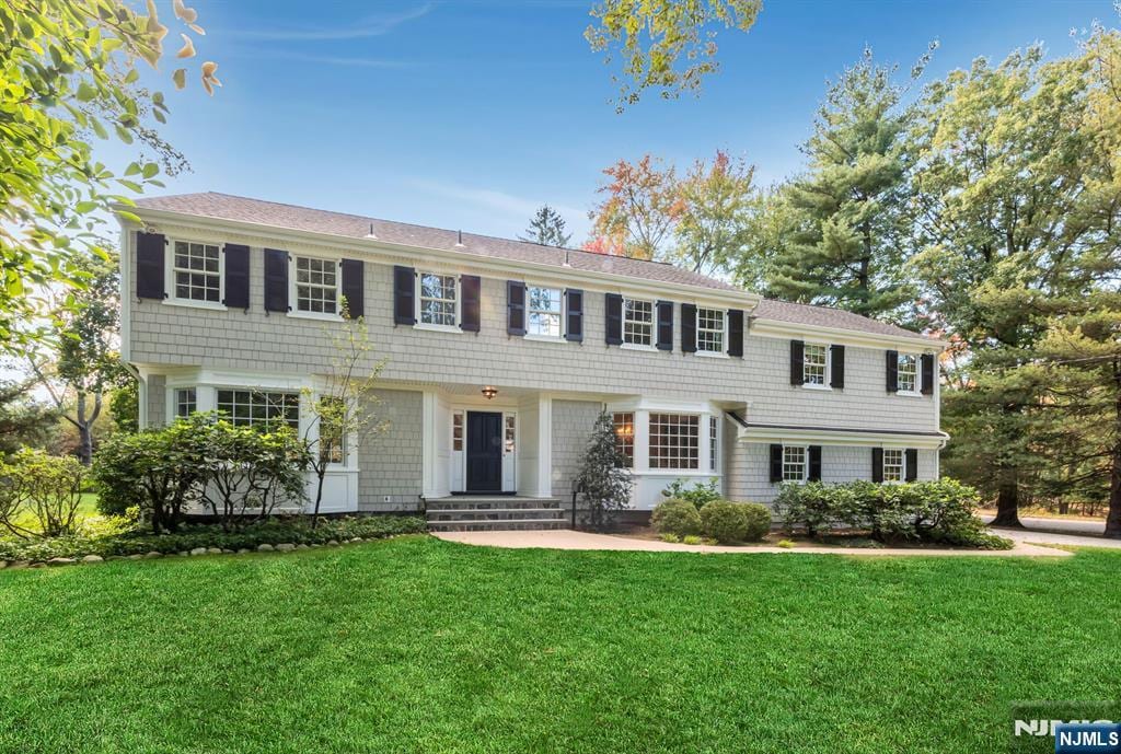 colonial house with a front lawn