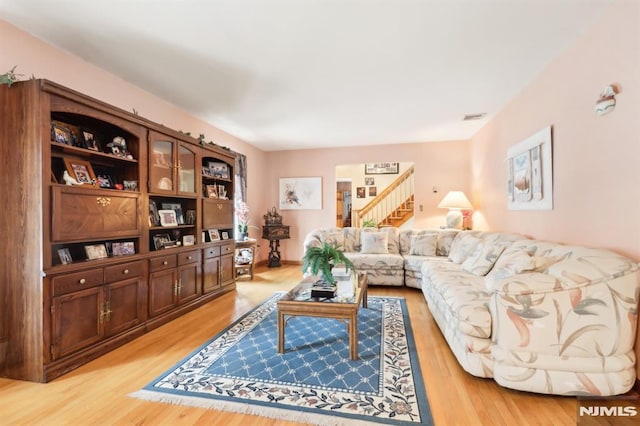 living room featuring light hardwood / wood-style flooring