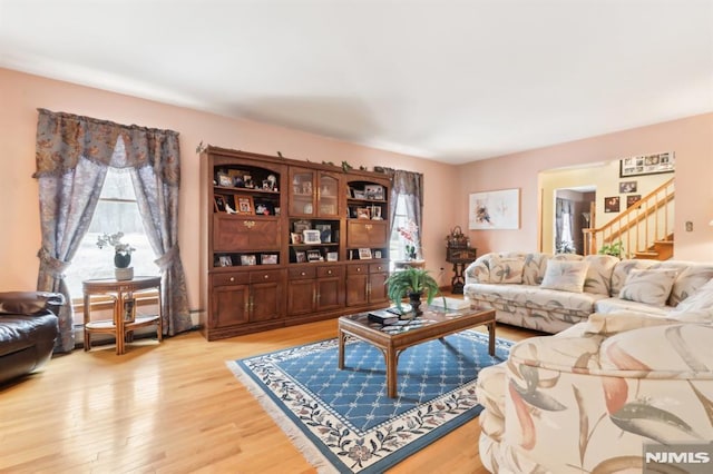 living room featuring light hardwood / wood-style floors