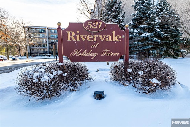 view of community sign