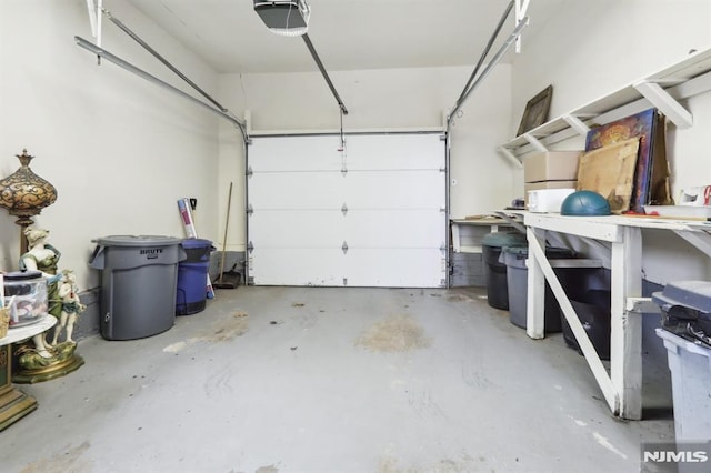 garage with a garage door opener