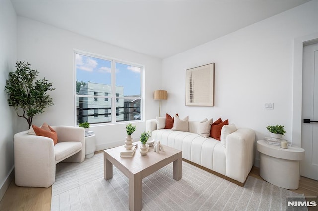 living room featuring light hardwood / wood-style floors