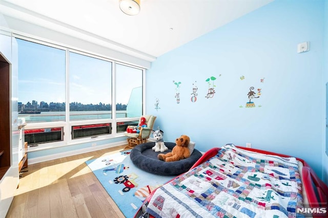 bedroom with hardwood / wood-style flooring