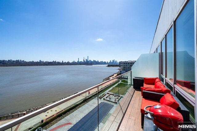 balcony with a water view