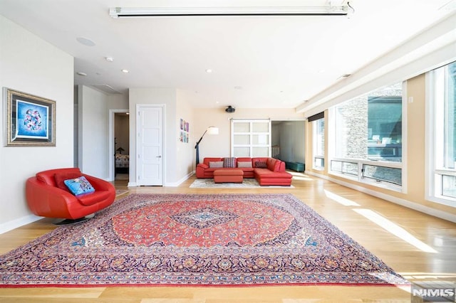 living room with wood-type flooring