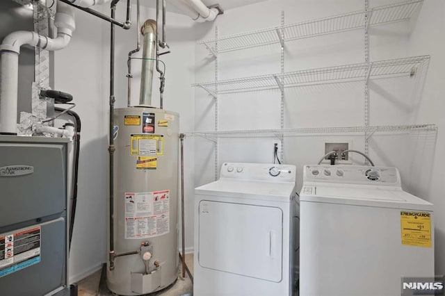 laundry area featuring washer and clothes dryer and gas water heater