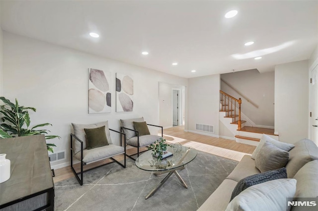 living room with wood-type flooring