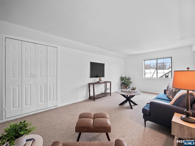 living room featuring carpet floors