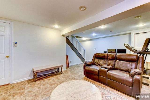 view of tiled living room