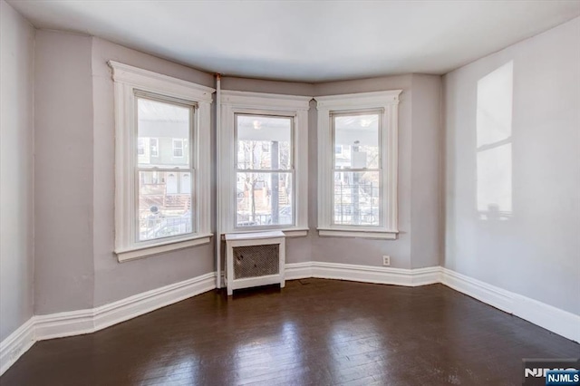 spare room with dark wood-type flooring