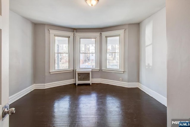 spare room featuring dark wood-type flooring