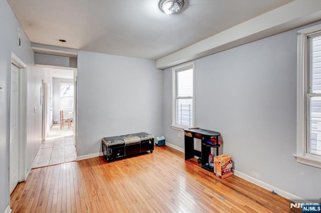 misc room with light hardwood / wood-style floors