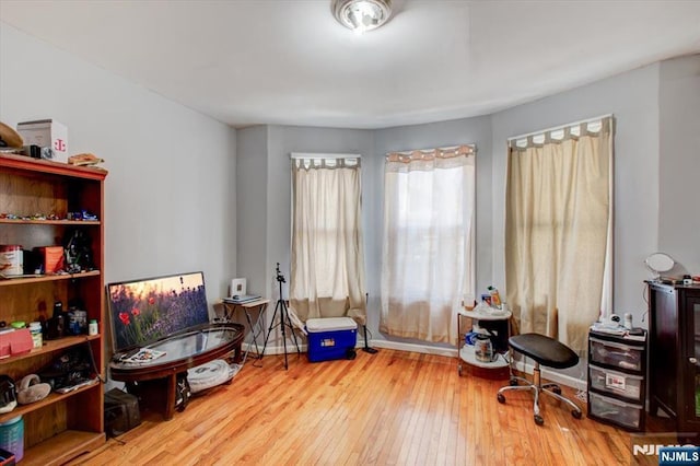 living area featuring light wood-type flooring