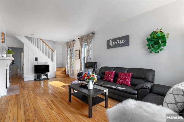 living room featuring light wood-type flooring