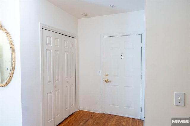 foyer entrance featuring hardwood / wood-style floors