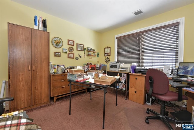 view of carpeted office space