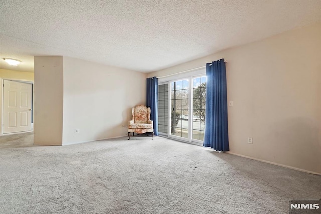 unfurnished room with a textured ceiling and carpet