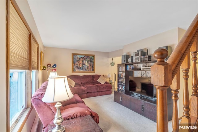 living room featuring carpet floors