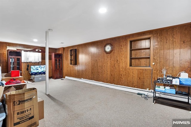 basement featuring carpet floors