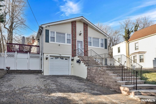 view of front of house with a garage