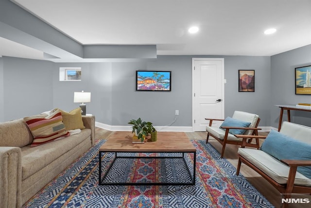 living room with hardwood / wood-style floors