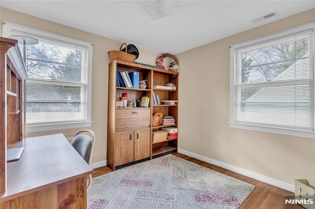 office featuring light hardwood / wood-style floors