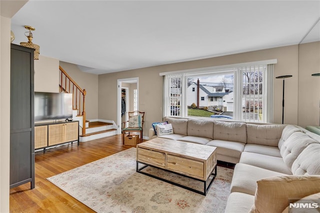 living room featuring light hardwood / wood-style flooring