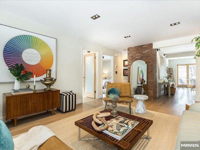 living room featuring light hardwood / wood-style flooring