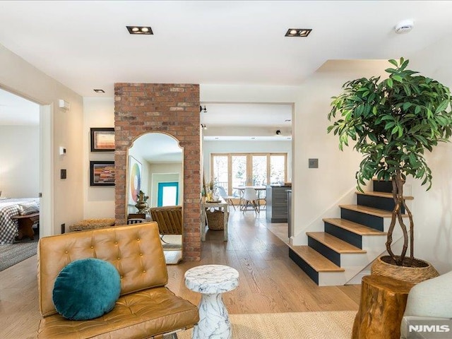 living room featuring wood-type flooring