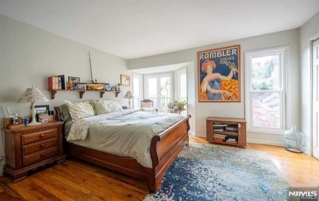 bedroom with hardwood / wood-style flooring