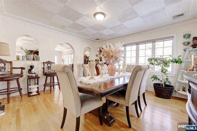 120 Prospect Ave, Hackensack, NJ 07601 - dining space featuring ornamental molding and light hardwood / wood-style flooring