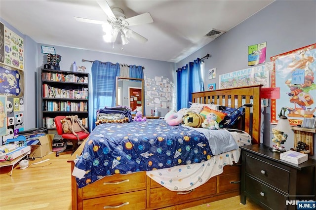 120 Prospect Ave, Hackensack, NJ 07601 - bedroom with ceiling fan and light hardwood / wood-style flooring