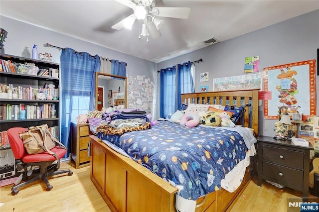 120 Prospect Ave, Hackensack, NJ 07601 - bedroom with ceiling fan and light hardwood / wood-style flooring