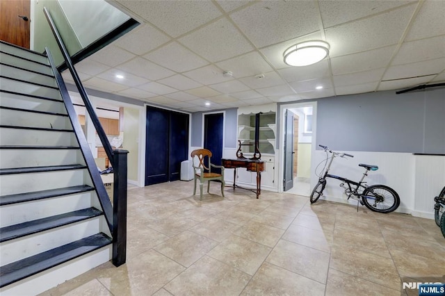 120 Prospect Ave, Hackensack, NJ 07601 - basement featuring a drop ceiling