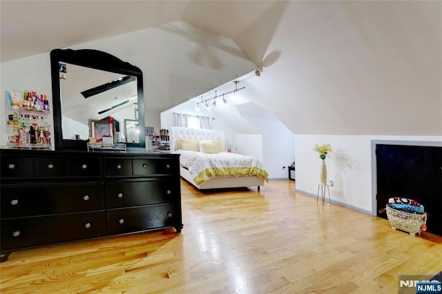 120 Prospect Ave, Hackensack, NJ 07601 - bedroom featuring vaulted ceiling and light hardwood / wood-style flooring