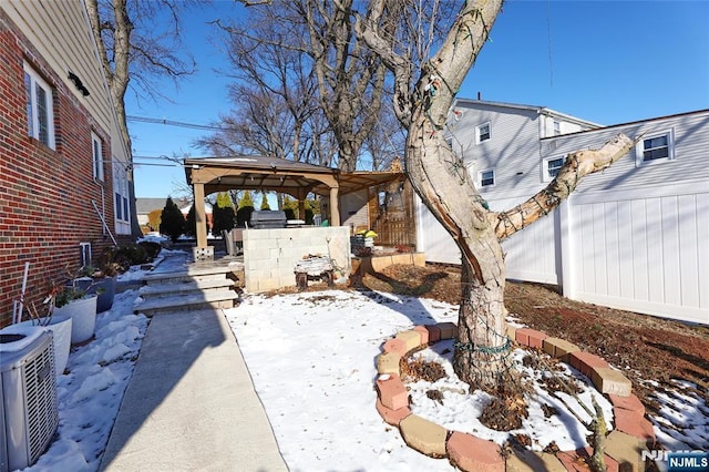 120 Prospect Ave, Hackensack, NJ 07601 - snow covered patio featuring a gazebo and central air condition unit