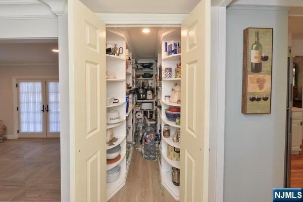 pantry with french doors