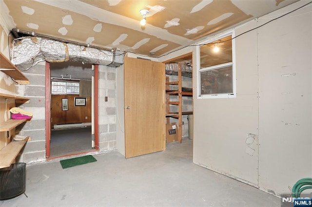 view of unfinished basement