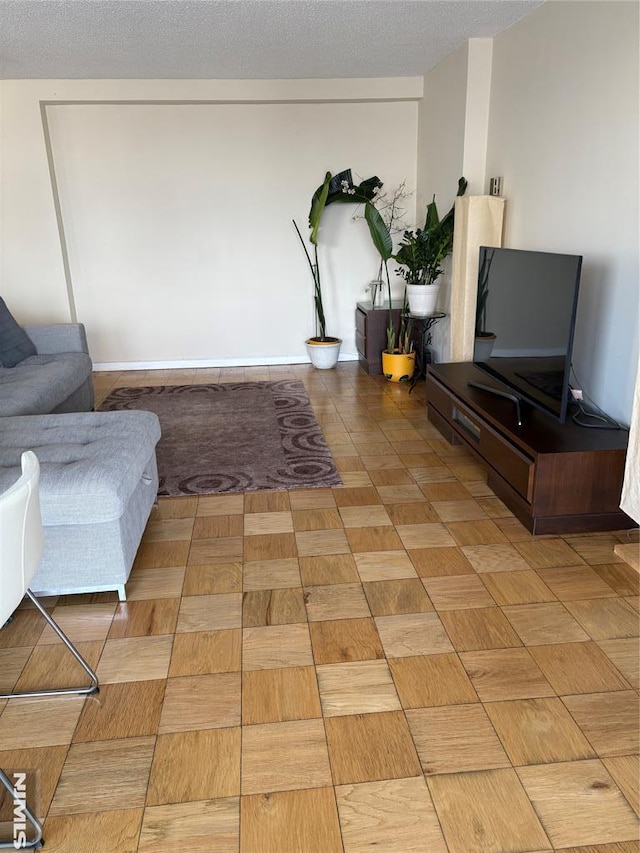 living room featuring light parquet flooring