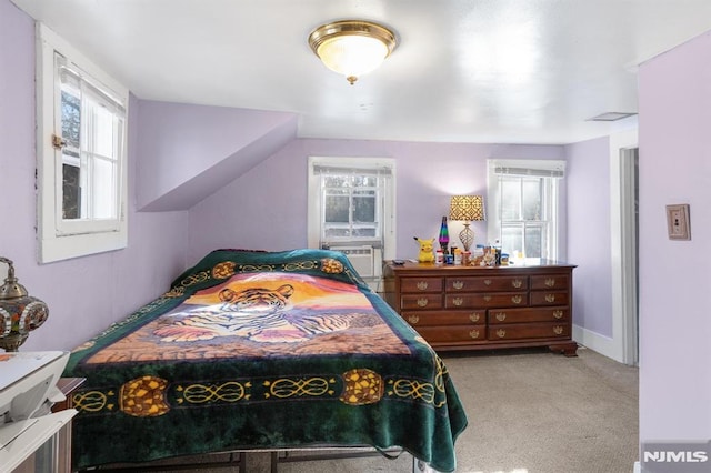 carpeted bedroom featuring cooling unit