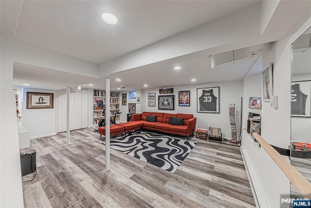 living room with wood-type flooring