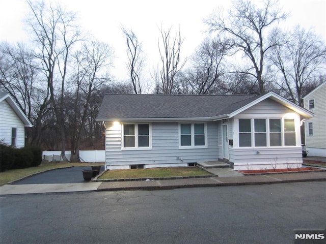 view of single story home