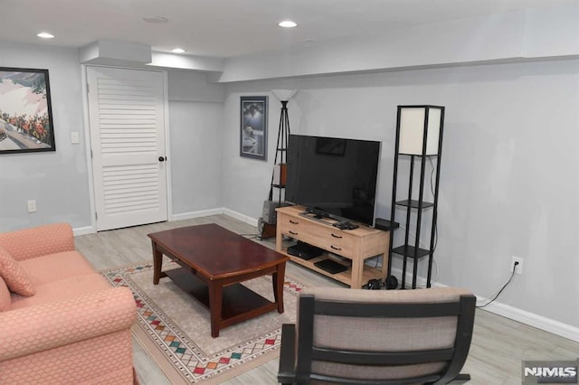 living room featuring light wood-type flooring