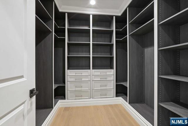 spacious closet featuring hardwood / wood-style flooring