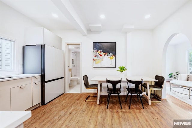 dining room with light hardwood / wood-style floors