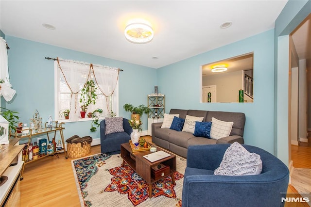 living room with wood-type flooring