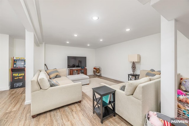 living room with light wood-type flooring