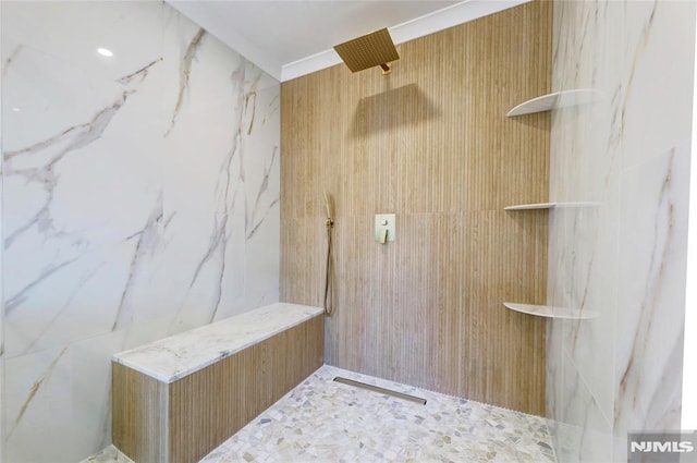 interior space with walk in shower