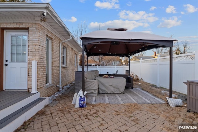 view of patio / terrace with a gazebo